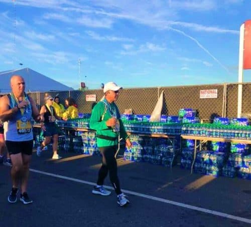 water station at finish of runDisney race