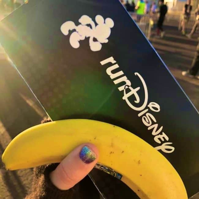 rundisney snack box and banana at the finish line