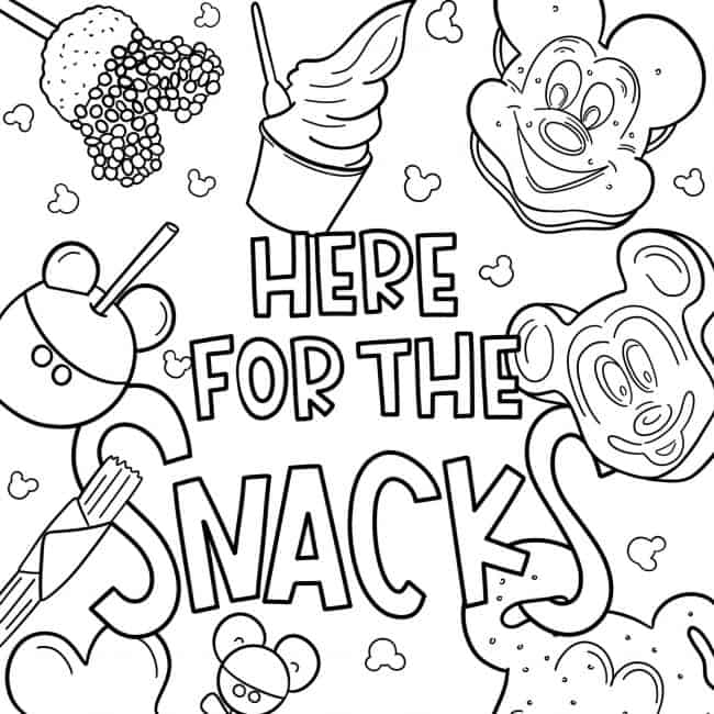 disney coloring pages  we're here for the snacks