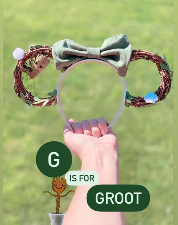 Disney Alphabet free printable PDF download G is for Groot Disney Minnie Ears
