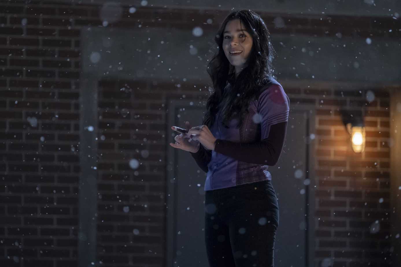 girl standing in snow. kate bishop quotes from Hawkeye series