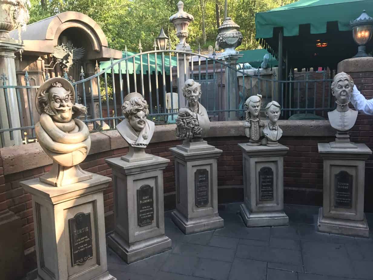 busts in the haunted mansion grave yard