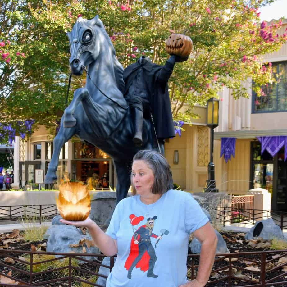 flaming head pumpkin magic shot disneys california adventure