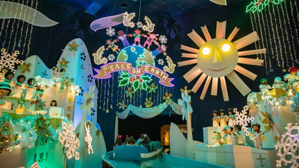 Is Disneyland busy in december? crowds love its a small world holiday at disneyland park