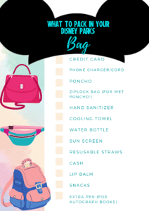 Disney Park Bag Packing List Printable (Don't Leave The Hotel Without ...