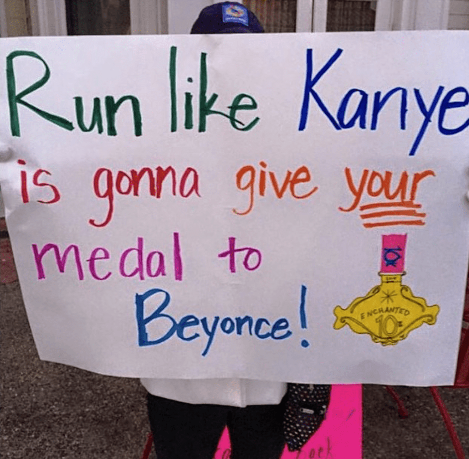 kanye medal rundisney signs