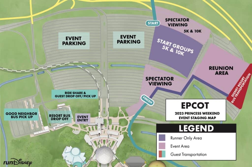 epcot viewing area map princess half marathon 2023