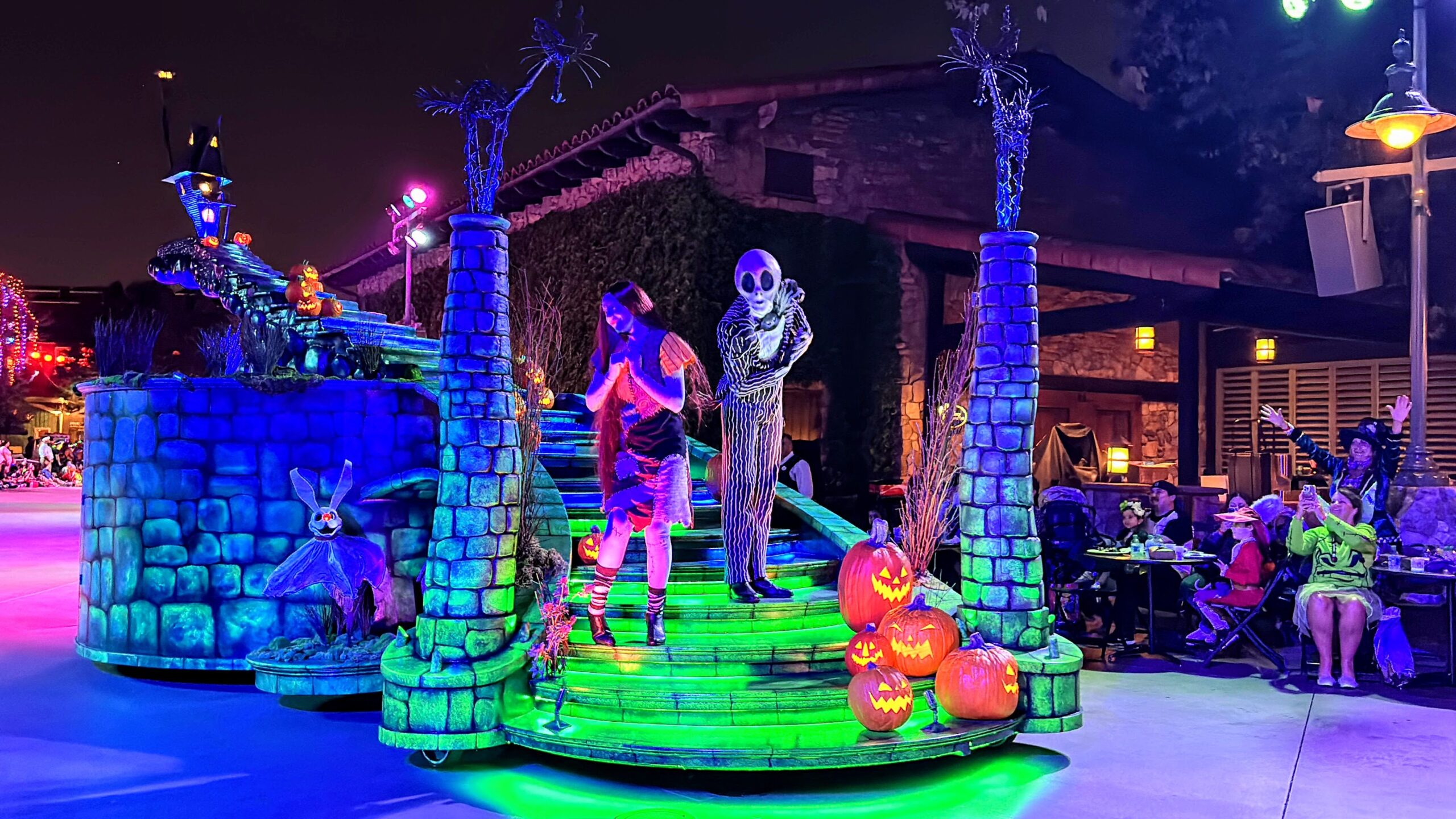 frightfully fun parade float at oogie boogie bash. 