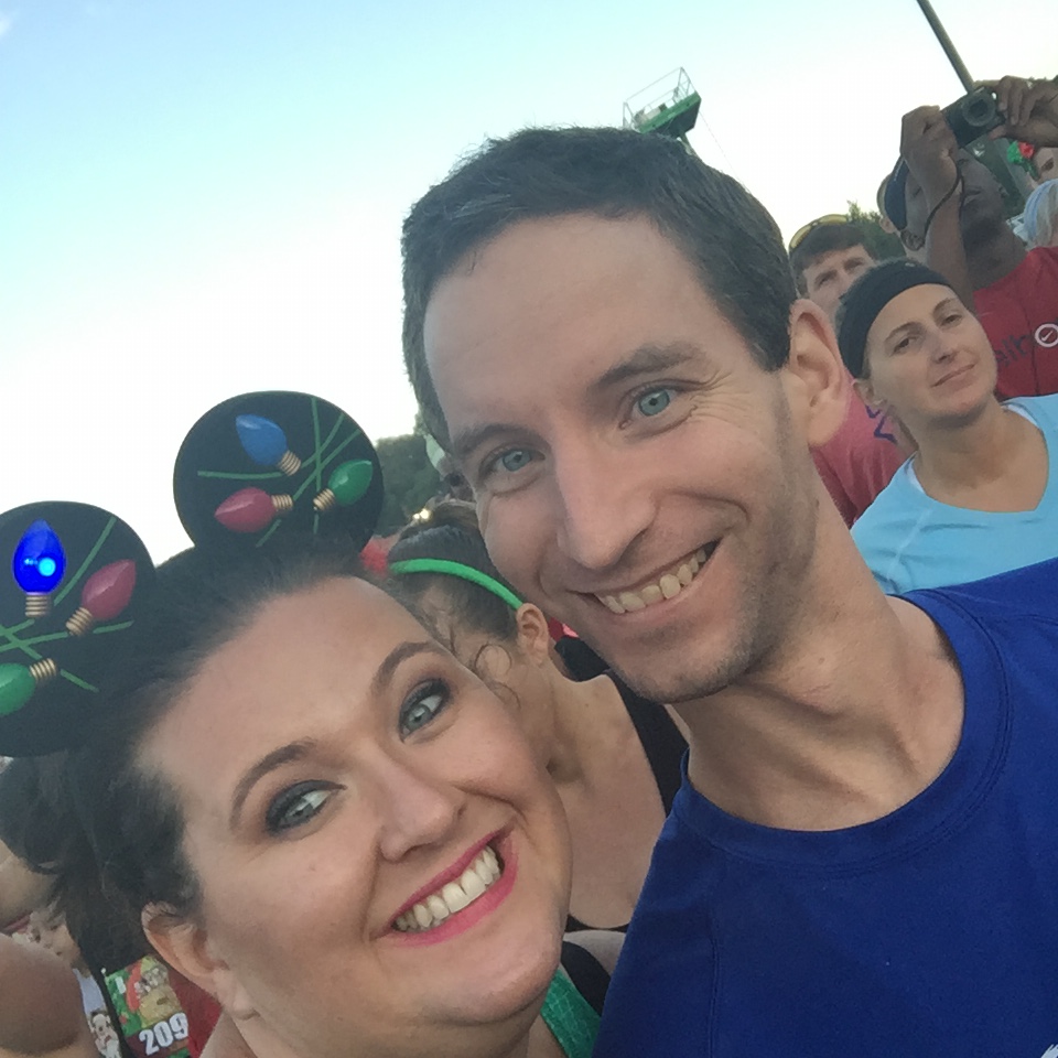 tips for running in makeup. two runners ready for a runDisney race.